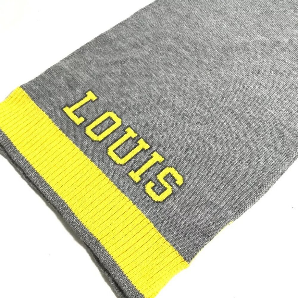 LOUIS VUITTON M71230 Echarpes-Louis logo Scarf wool yellow/gray - Picture 4 of 10